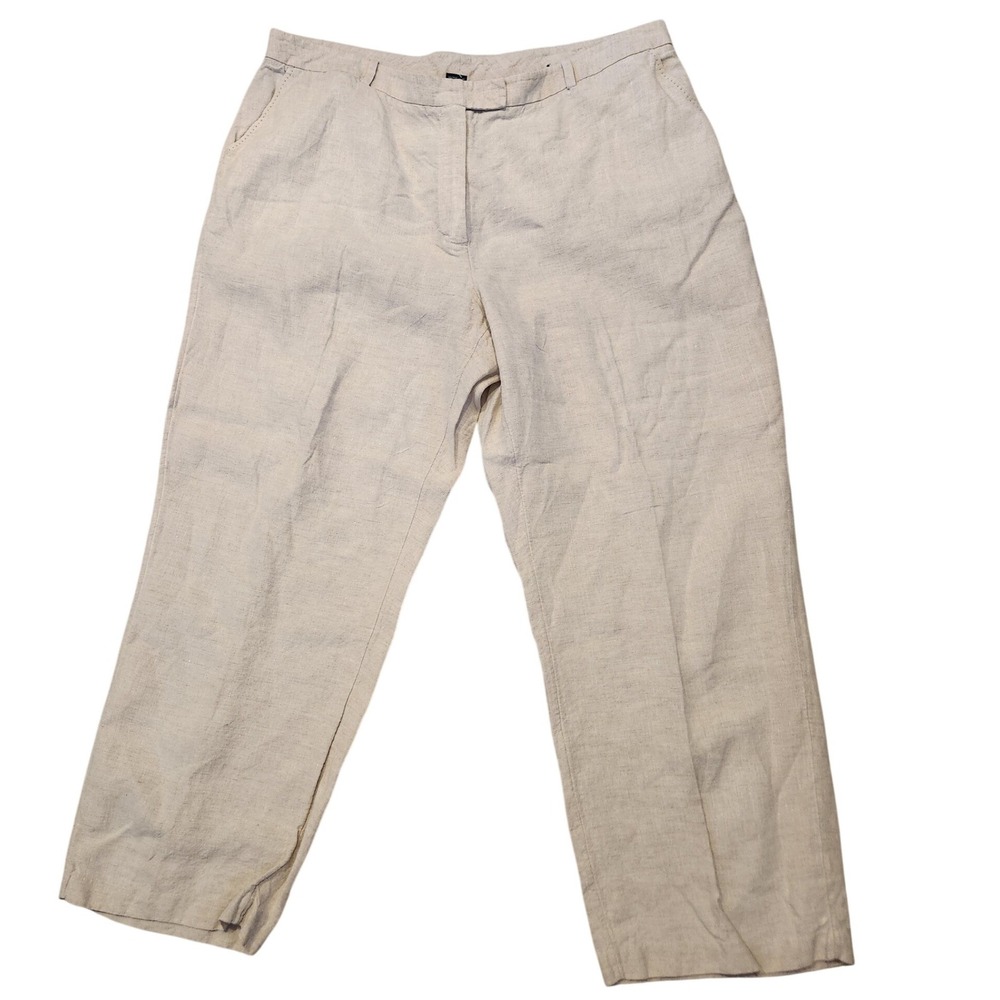 Venezia Jeans Co 100% Linen Pants Womens 22 Beige Wide Leg High‎ Rise Trousers